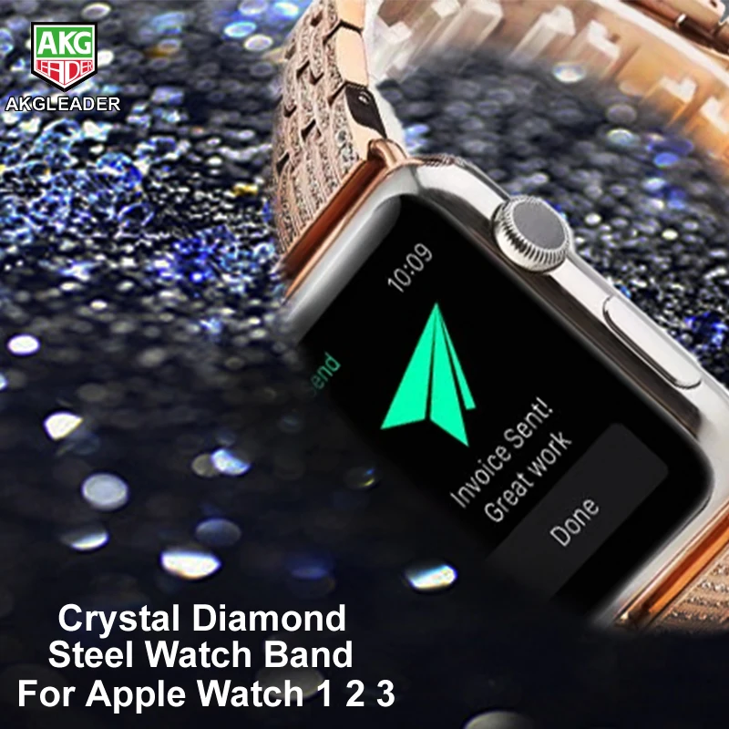 Браслет 38-42 мм для Apple Watch Series 4 1 2 3, стразы с кристаллами, бриллиантовый ремешок для часов, роскошный ремешок из нержавеющей стали iWatch
