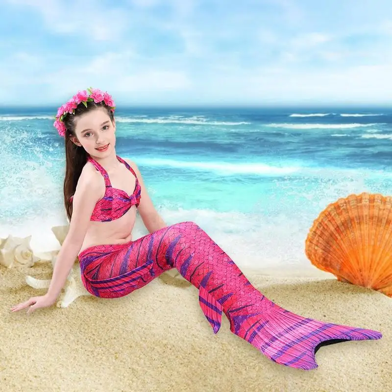 

5PCS/Set Baby Girl Clothes Mermaid Tails Girls Dress with Fin Swimsuit Bikini Bathing Suit With Flipper Monofin