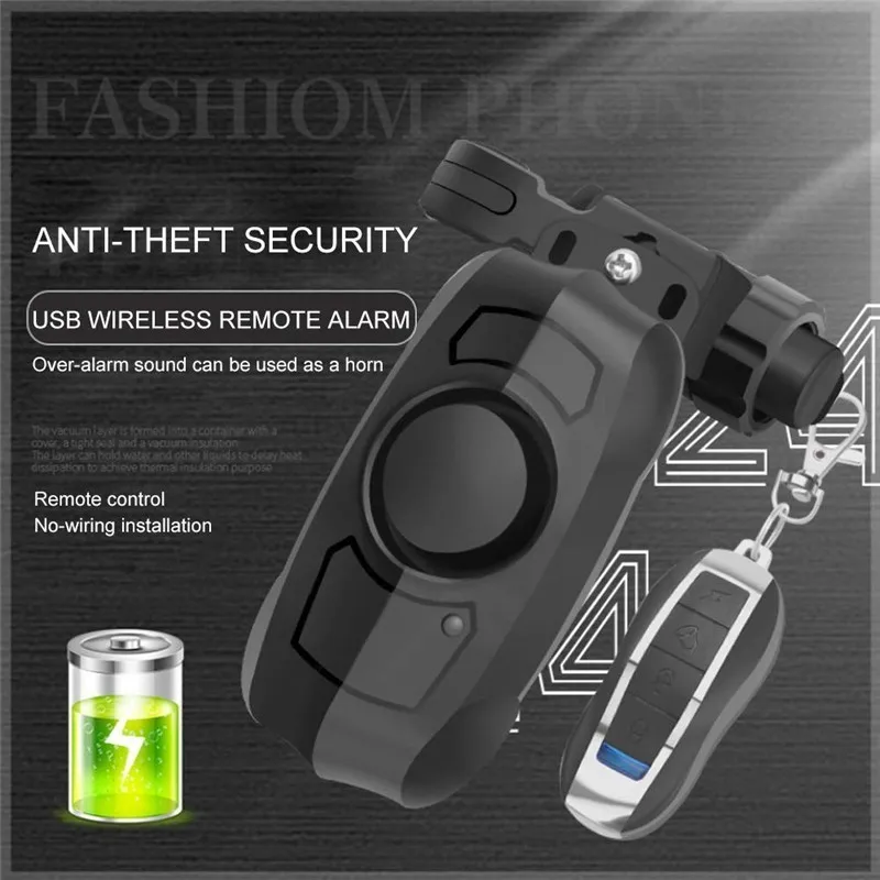 

2019 Update 110dB USB Rechargeable Wireless Anti-Theft Vibration Motorcycle Bike Bicycle Security Lock Alarm With Remote Control