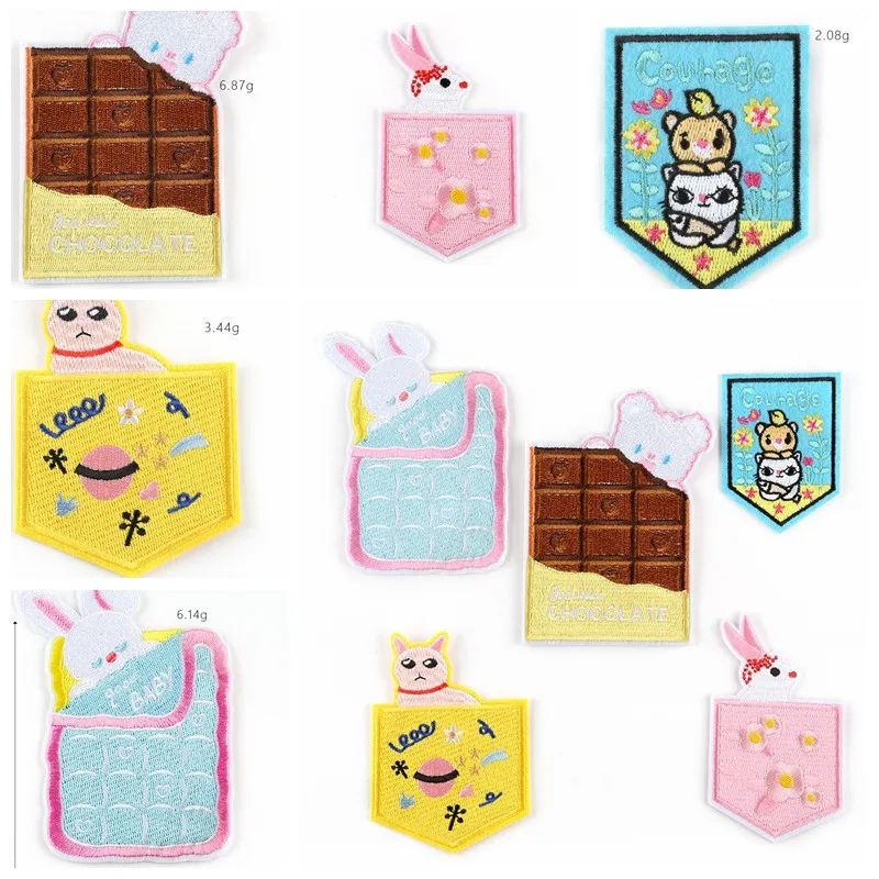 

Cartoon Patches Embroidered Iron On Patches Chocolate bear Stickers For children Clothing Cool Fashion Applique Apparel Supply
