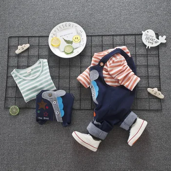 

Baby Boys Autumn Spring Casual Clothing Set Baby Kids Stripe T-shirt+Jeans Pants Clothing Sets Toddler Girls 2pcs Suit Set