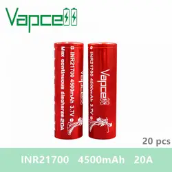 20 шт. Vapcell 21700 4500 мАч 20A литий-ионный аккумулятор высокой емкости аккумуляторная батарея дым E-CIG vs keeppower