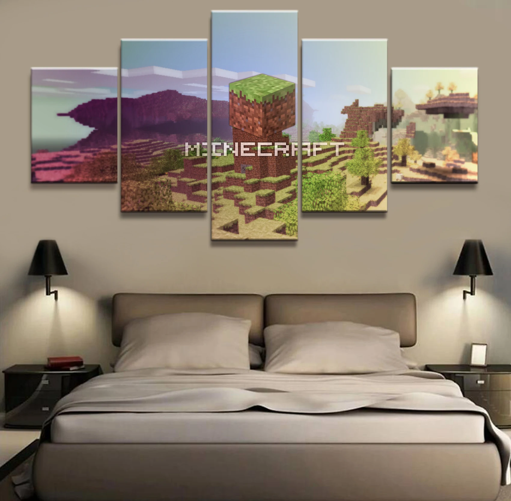

Canvas Printed Game Poster Minecraft 5 Pieces Wall Art Canvas Painting Home Decor For Living Room Artwork Cuadros Wall Decor Art