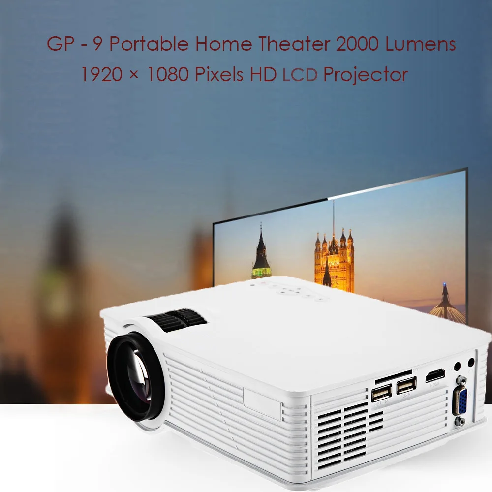 

Zeepin GP-9 Portable Home Theater LCD Projector 2000 Lumens Support 1920 X 1080 Pixels Multimedia HD LCD Projector