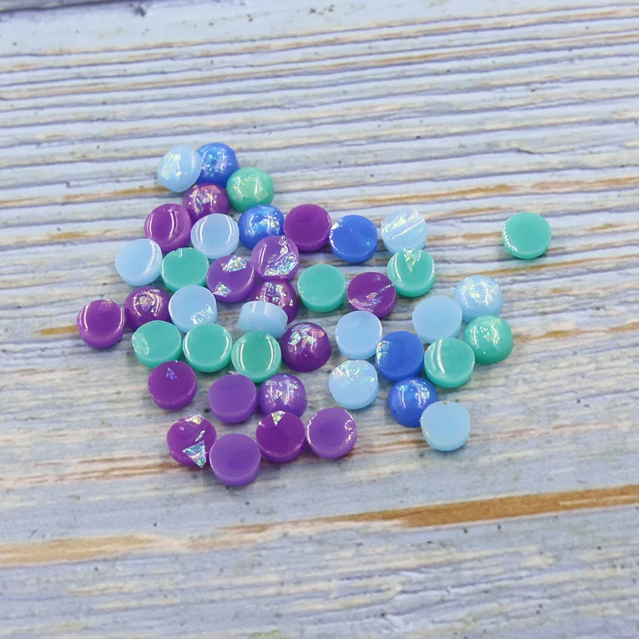 

New Fashion 40pcs 6mm Mix Colors Built-in Metal Foil Flat Back Resin Hemispherical shape Cabochons for DIY Jewelry Making