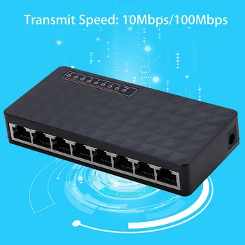 

8 Port Ethernet Network Switch Hub Fast 10/100 Mbps LED Indicators Mini Exquisite Adapter