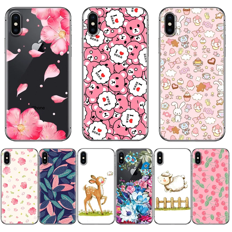 Colorful Painted Phone Case For Iphone 6 6P 7 8 7P 8P X XR XS Max Cartoon Series Stylish Design TPU Silicone Back Cover | Мобильные