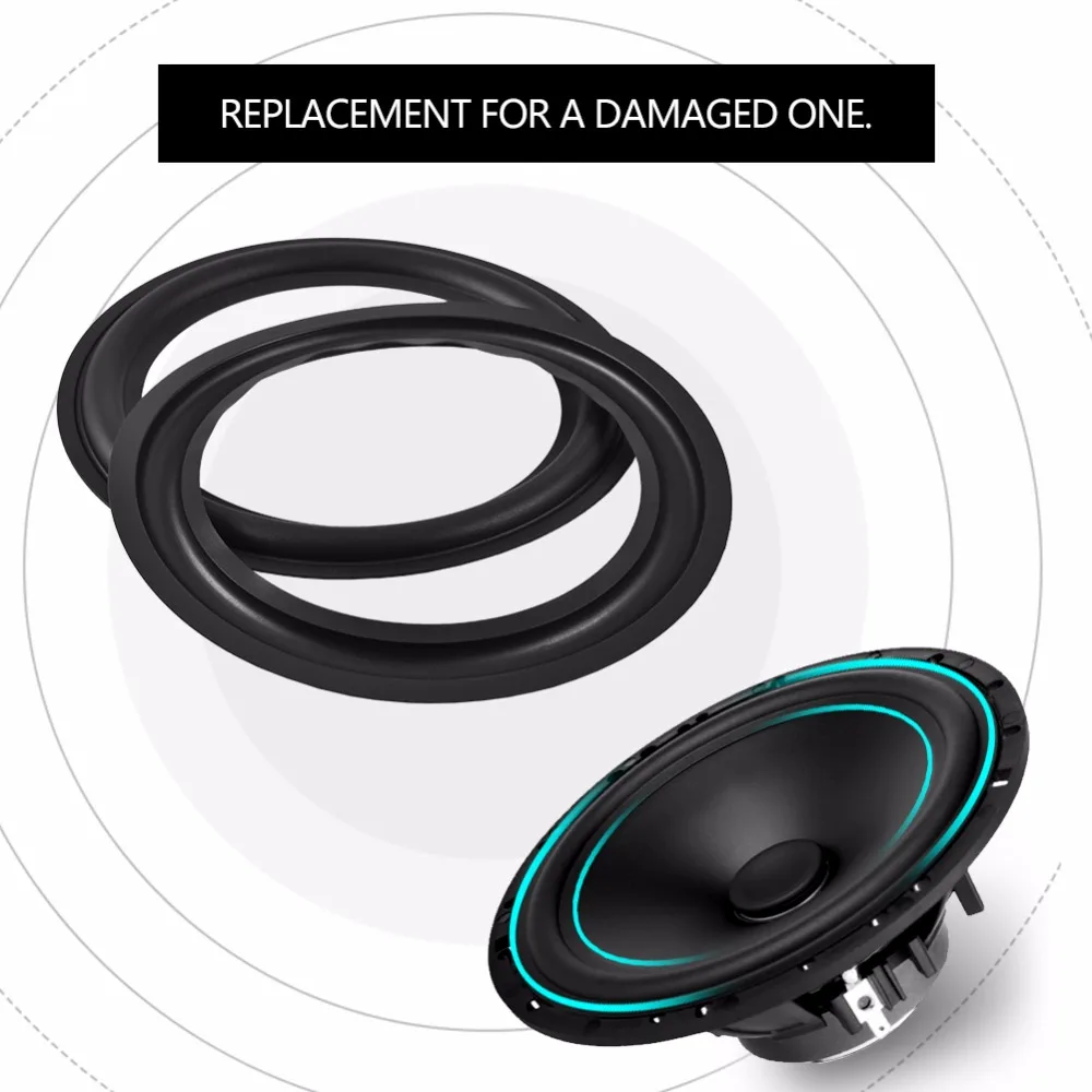 2pcs 8 inch Elastic Loudspeaker Speaker Surround Repair Rubber Woofer Edge Repair Durable Woofer Ring