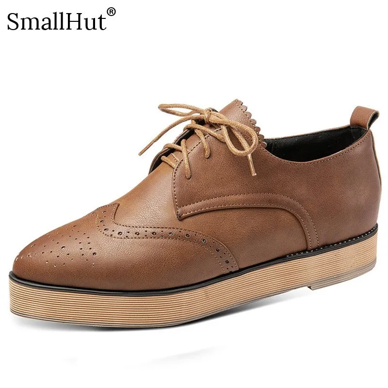 

Flat Platform Casual Shoes Spring Autumn New Ladies Lace up Pointed Toe Shoes D063 Fashion Women Black Army Green Brown Shoes