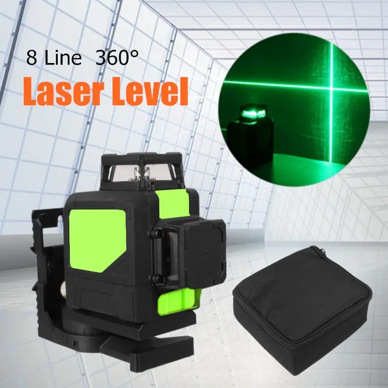 

Measure Tool 8 Line Laser Level 360 Self-leveling 3D Laser Level Vertical and Horizontal Cross Super Powerful Green Laser Beam