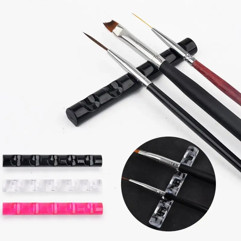 

3 Colors Plastic Nail Gel Polish Pen Brush Stand Holder Manicure Tool