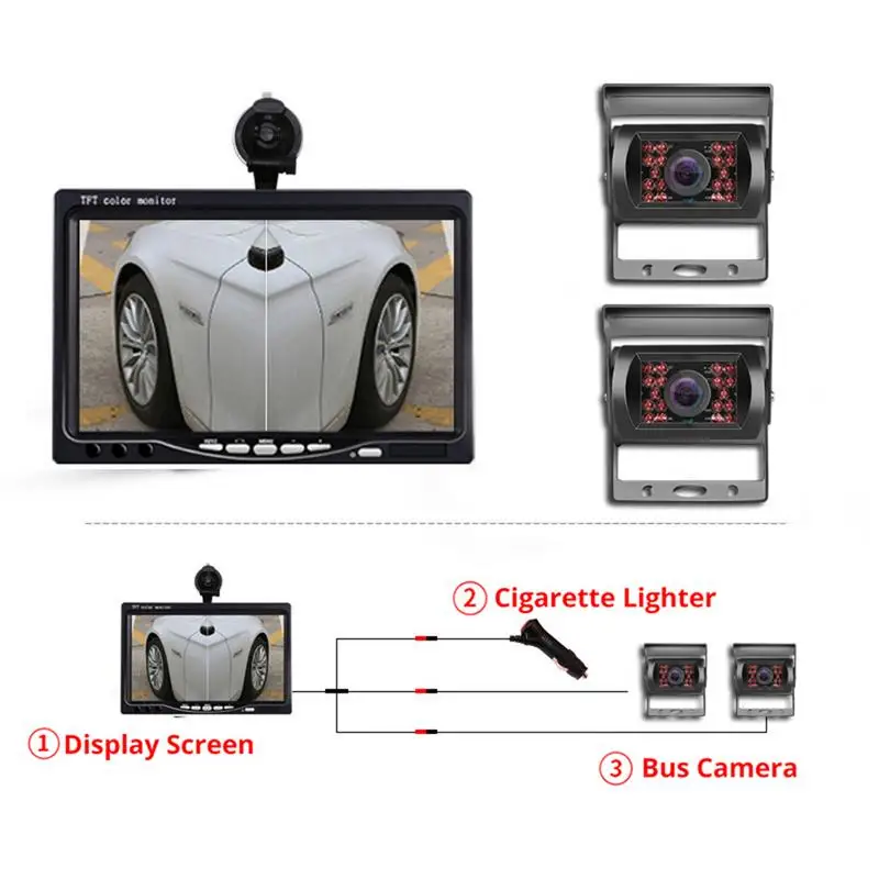 

Car Monitor 7-Inch HD Display Screen Infrared Coach Rear-view Camera Set For Truck Bus Car Auto Styling Electronic Accessories