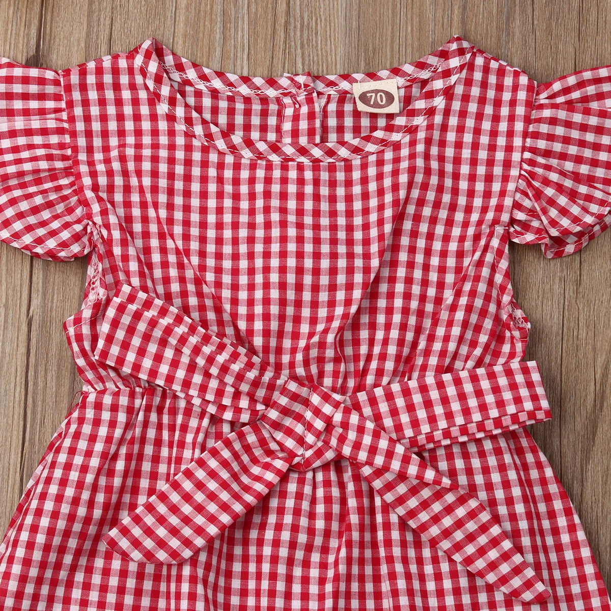 2019 طفلة الصيف الملابس عارضة أحمر أسود منقوشة Playsuit بذلة رومبير الزي للطفل ملابس طفل الأطفال حديثي الولادة