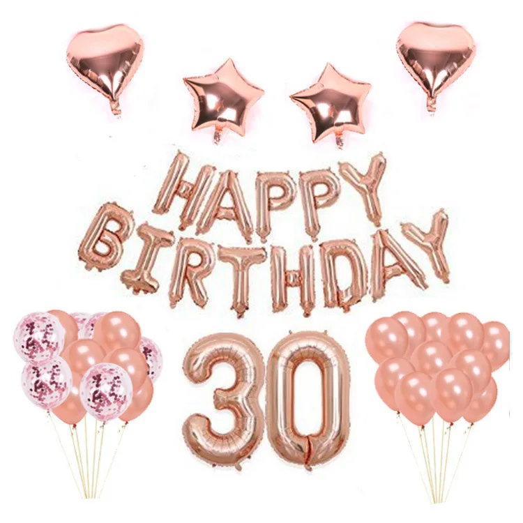 

44pcs/set large ballon package Rose Gold Balloon Birthday Decoration Aluminum Foiled Ballons Set for party decor supplies