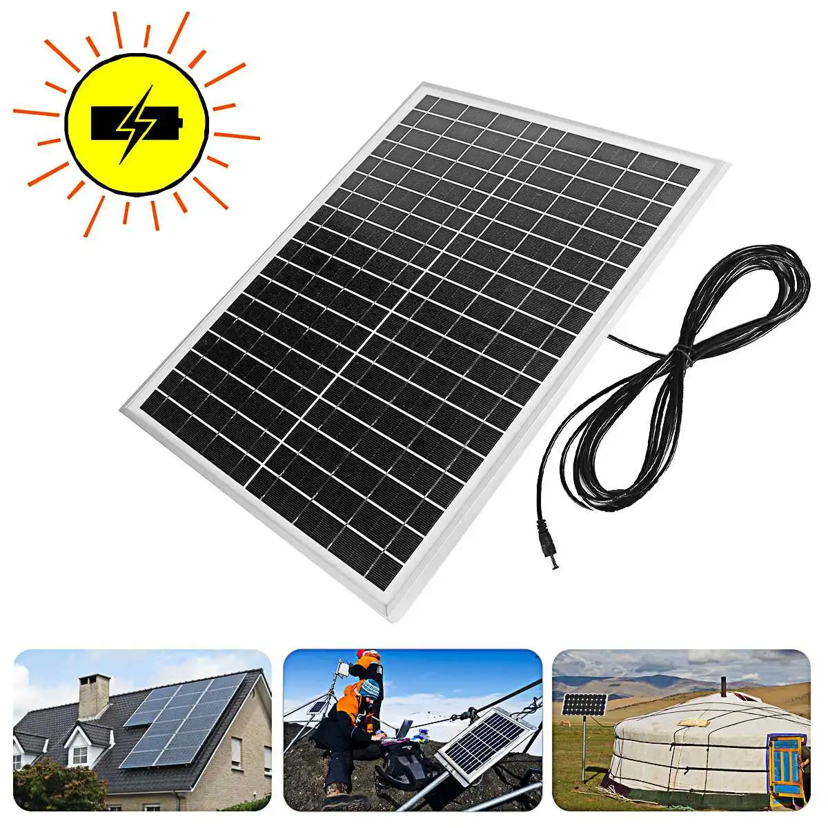 

20W 18V Power Storage Generator Solar Panel LED USB Charger DIY Battery Power Charge Module for Home System Outdoor 46*35*2cm
