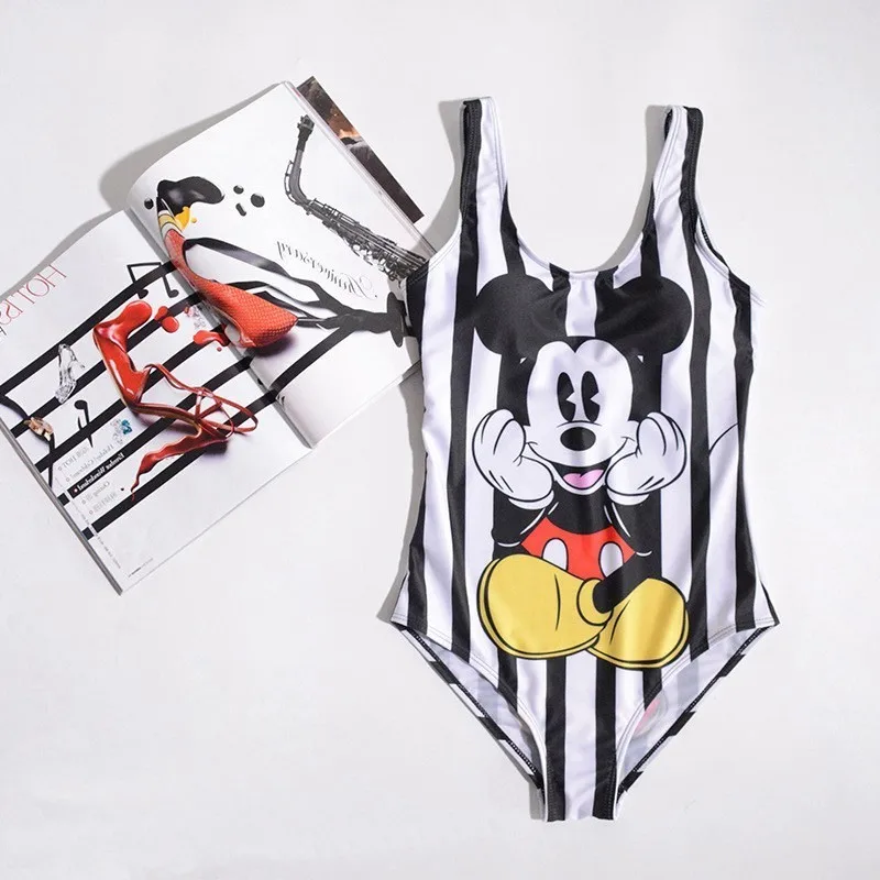 

HXBY Cartoon Print Swimsuit For Girls One Piece Push Up Swimwear Women's Mickey Mouse Mother Daughter Swimsuits Bikini Beachwear