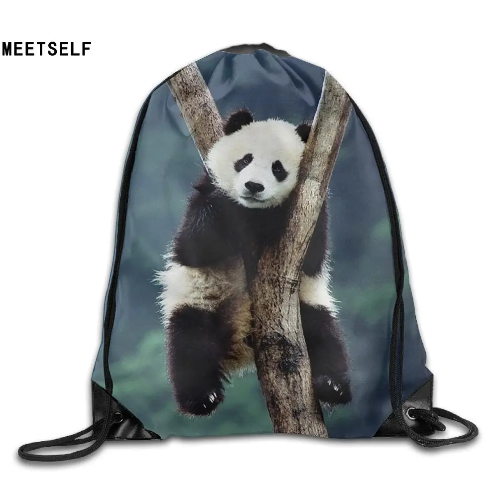 

SAMCUSTOM panda 3D Print Shoulders Bag Fabric Backpack men and women Port Drawstring Travel Shoes Dust Storage Bags