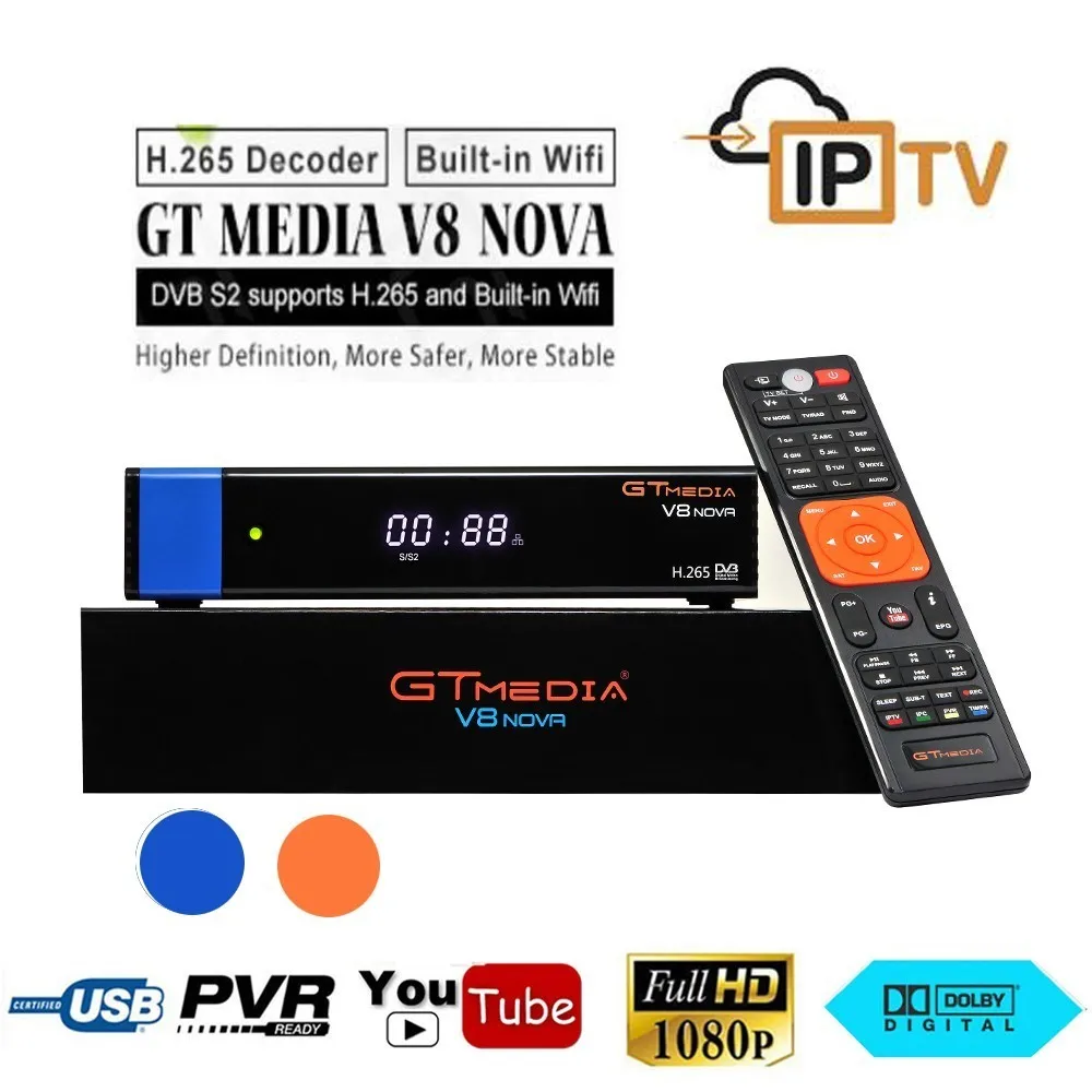 

V8 NOVA H.265 DVB-S2 Digital Receptor Satellite Receiver TV Tuner DVB S2 IPTV Youtube BissVu Protocol Built Wifi Decoder TV Box
