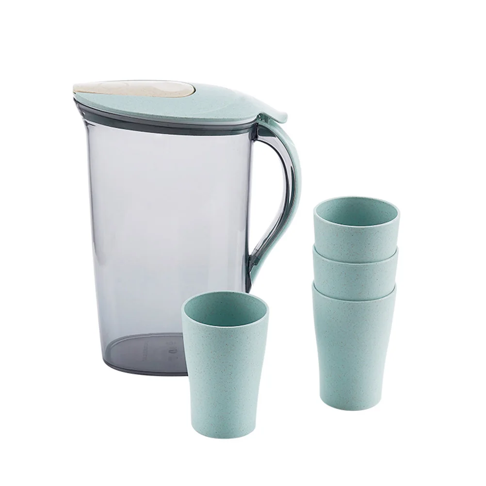 

5pcs/Set 2.1L Large Capacity Plastic Cold Water Kettle With Cups Transparent Water Pitcher For Picnic Restaurant Home