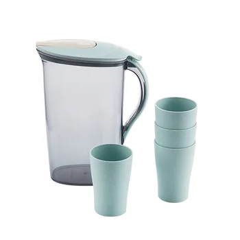 

5pcs/Set 2.1L Large Capacity Plastic Cold Water Kettle With Cups Transparent Water Pitcher For Picnic Restaurant Home