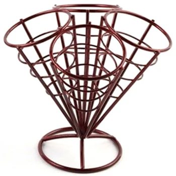 

4In1 French Fry Stand Cone Basket Holder Black Iron Rack Ice Cream Shape Food Shelves Bowl Kitchen Potato Fries Chips Appetize