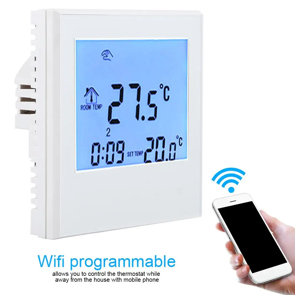 

Wall Stall Smart WIFI Programmable Thermostat Digital LCD Display Wirless Temperature Controller
