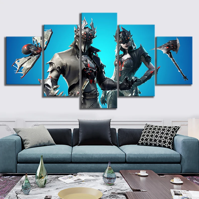 

5 Piece Fortnight Battle Royale Game Poster Paintings on Canvas Fort Cartoon Nite Wall Pictures Decor Canvas Wholesale
