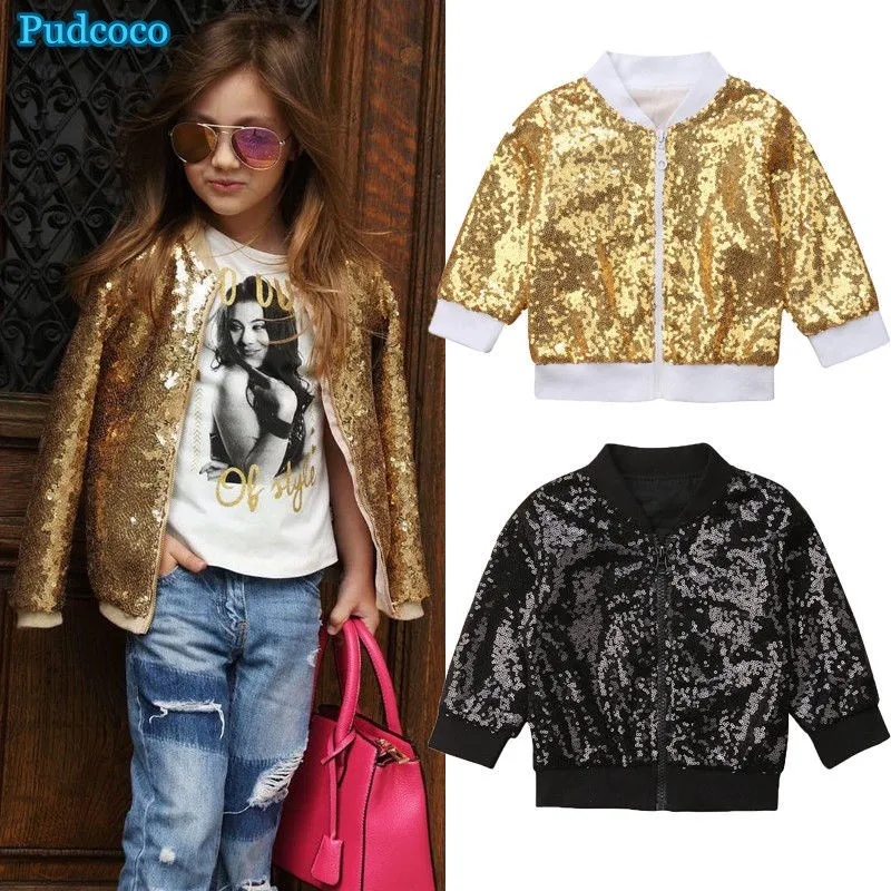 

Pudcoco 2019 Brand New Toddler Kids Baby Girls Sequin Glitter Zipper Coat Outerwear Jacket Tops Clothes