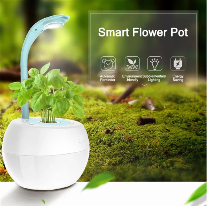 

CLAITE Smart LED Plant Light Garden Flower Pot Soilless Culture LED Desk Lamp Creative Gifts Automatic Remind Dimmer Light