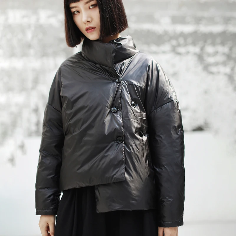 Irrégulière Le Jk137 eam Dos Longues Noir Black Col Vers Printemps Bas Manches 2019 Veste Nouveau Chaud Mode Manteau Montant De Marée Point À Femmes qBqZvx