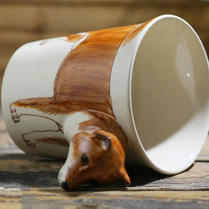 200 мл кофейная чашка с изображением животных Шиба-ину, ручная роспись, керамическая чашка, креативная мультяшная Подарочная кружка, индивидуальная ручка, кофейная чашка