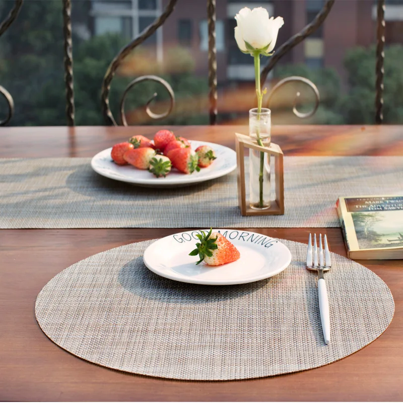 

Oval Tableware Insulation Western Table Mat Non-slip Placemat Heat-resistant Placemats PVC Plastic Placemats Bowl Coasters