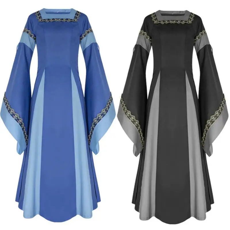 

Medieval Dress Women Cosplay Halloween Costumes Stage Suit Palace Noble Long Robes Ancient Bell Sleeve Princess Costume Dress