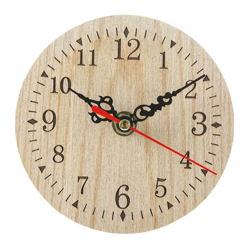 

Retro Vintage Style Wooden Round Small Wall Clock Quiet Numerals Quartz Home