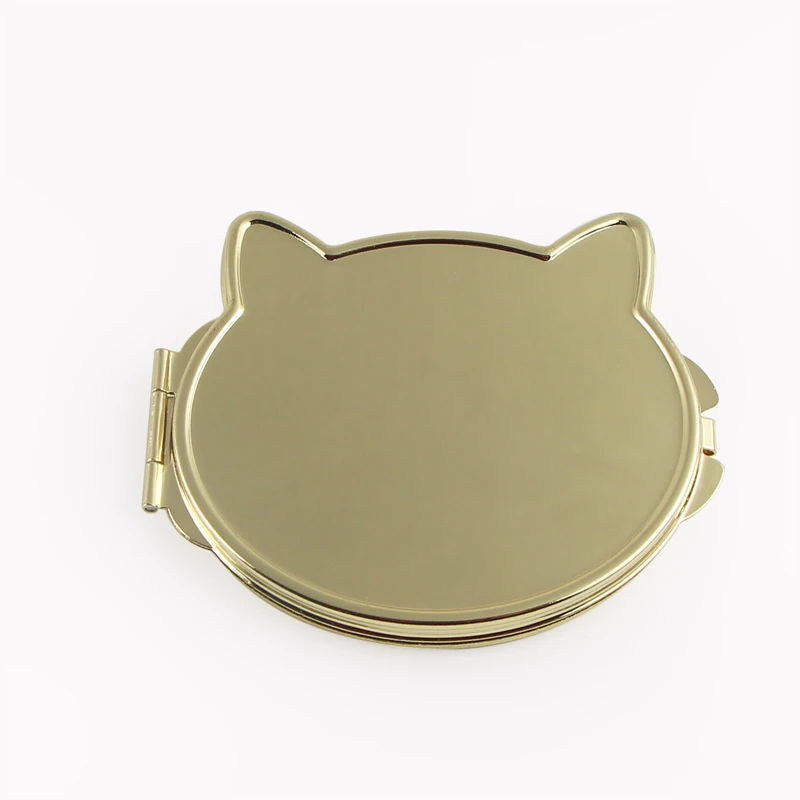 Персонализированные темно-синие глаза белый кот лицо карманное зеркало хорошее качество золото металл портативное зеркало для макияжа друг подарок на день рождения