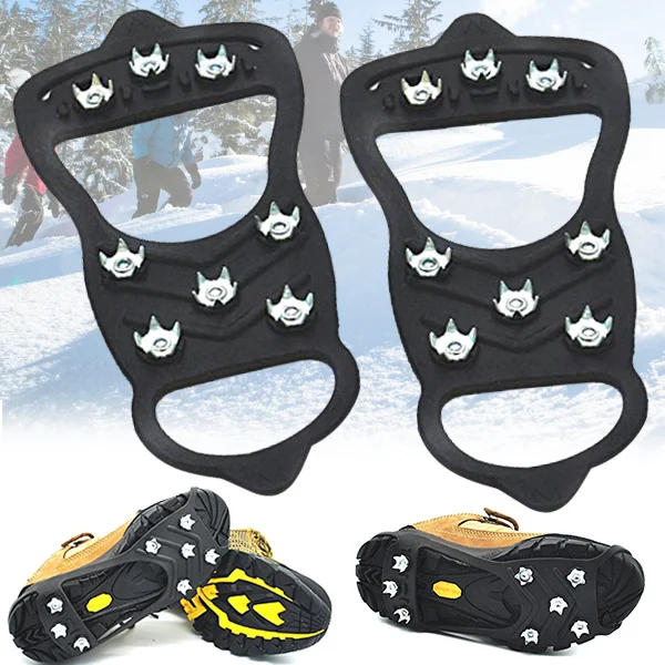 

1 Pair 8 Nails Ice Floes Gripper Shoes Snow Crampons Anti-slip Ice Gripper Hiking Cleats Spikes ASD88