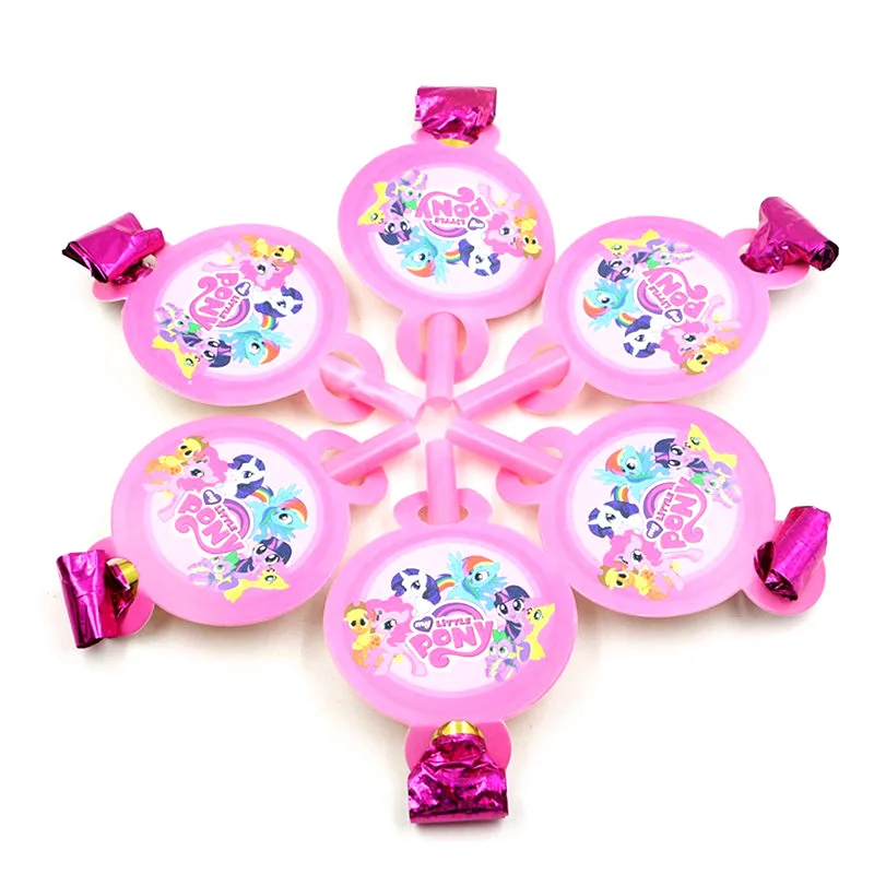 

6Pcs My Little Pony Children Birthday Party Cartoon Blowout Disposable Blowout Baby Birthday Party Blowing Dragon Supplies