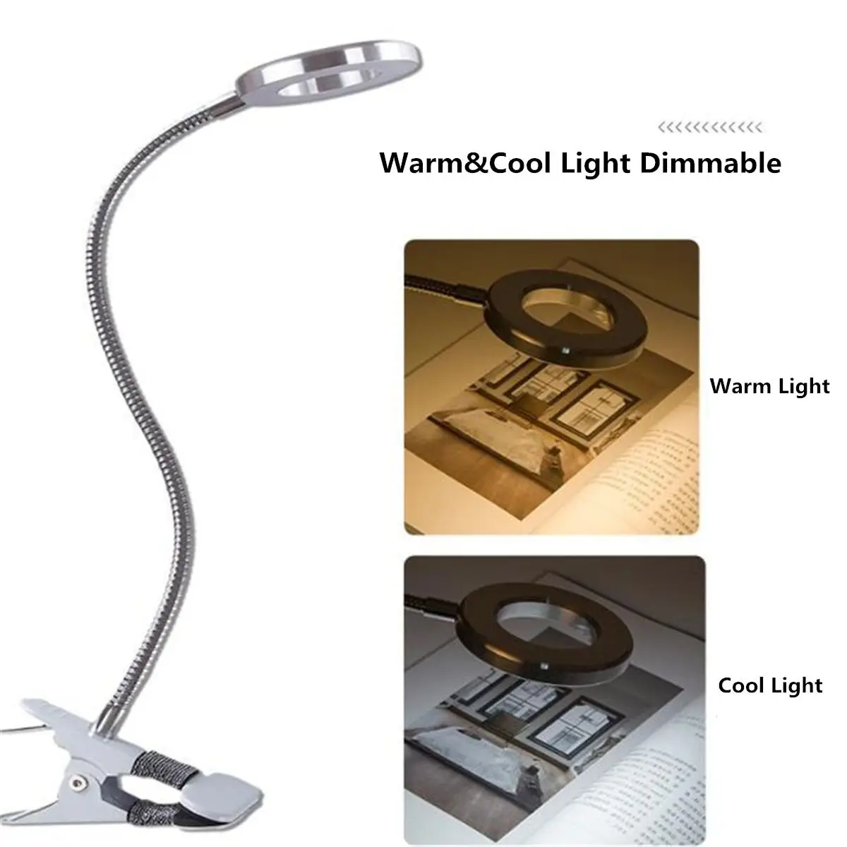 Светодиодный настольный светильник USB теплый/холодный светильник с регулируемой яркостью Настольная лампа с зажимом для чтения книг ночной Светильник Светодиодный настольный светильник для защиты глаз