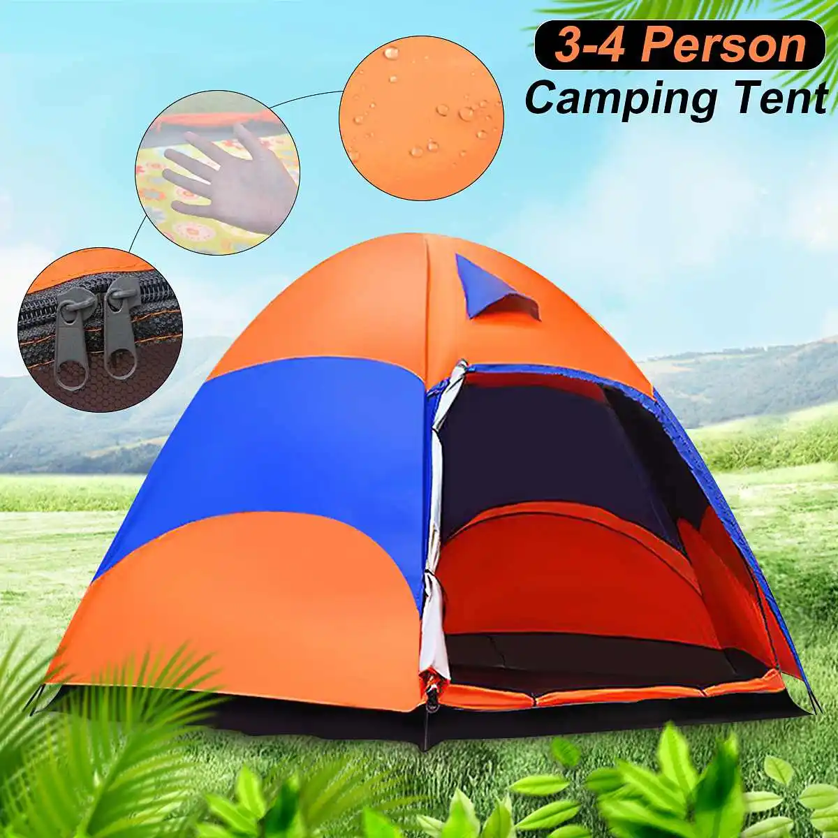 

SGODDE 3-4 Person Family Instant Tent Double Layer Hiking Camping Outdoor Waterproof US Sports Camping Hiking Travel Beach