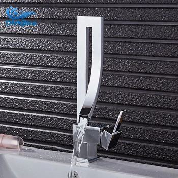 

Chrome Creative Design Bathroom Basin Faucet One Handle Deck Mounted Waterfall Mixer Taps