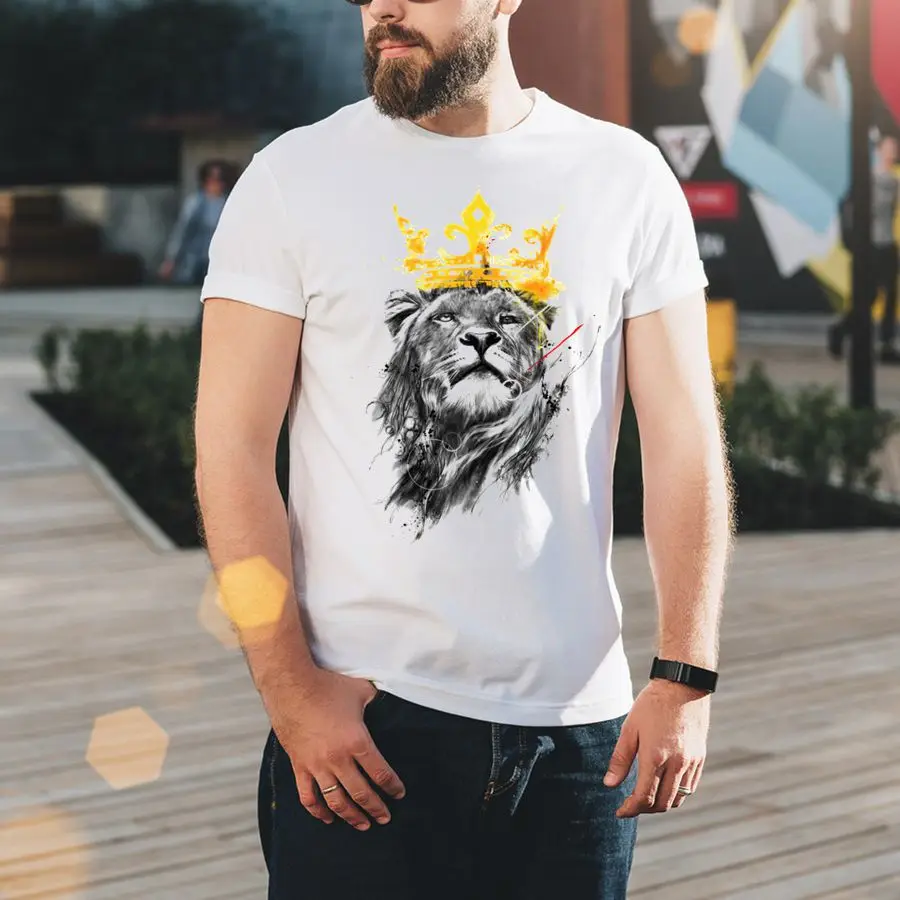 

2019 New Men's Short-sleeved T-shirt Digital Printing Shirt Round Neck Fashion Large Size White Short-sleeved Youth Fashion