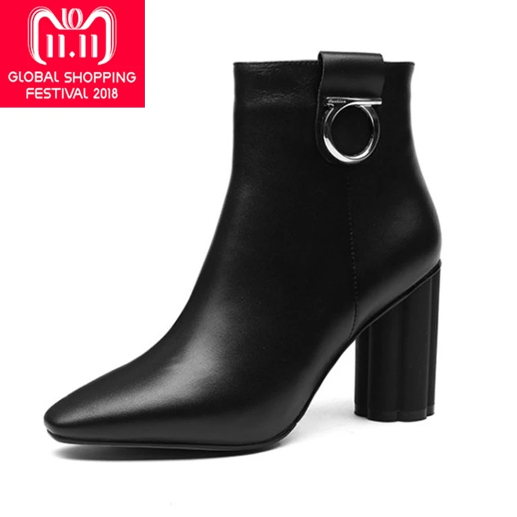 

{Zorssar} 2019 Brand Design Contracted Solid Black Women Pointed Toe Stiletto High Heels Shoes Booties Woman Boots Ladies Shoes