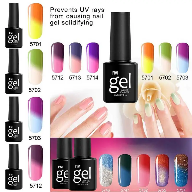 

Natural Resin Temperature Change Nail Polish Gradient Barbie Gel Gel Nail Polish Nail Art Accessories