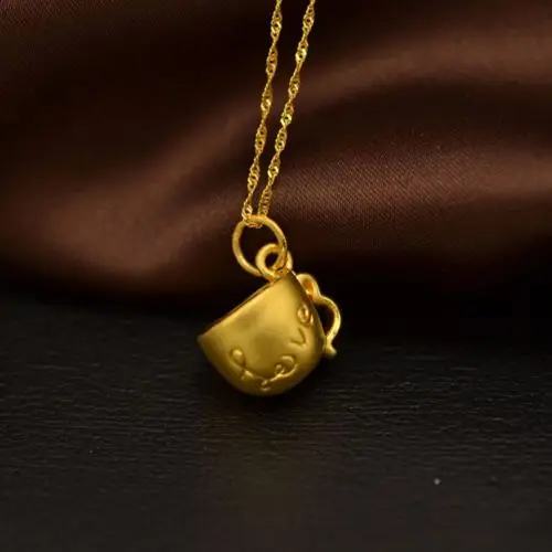 

1pcs New Pure Solid 999 24k Yellow Gold Lucky Couple Cup (Heart) Pendant 1-1.5g