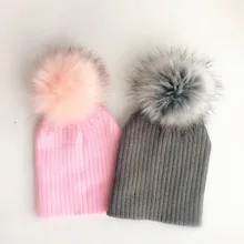 Вязаная зимняя шапка для маленьких детей; шапка для девочек и мальчиков; детская шапка с помпоном из искусственного меха норки; Детские повседневные шапочки короны; skullies