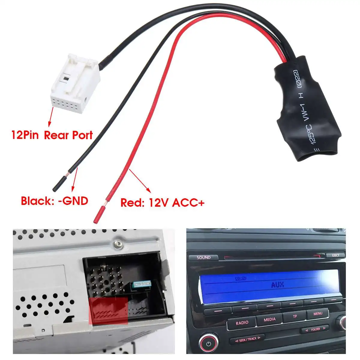 12 Pin bluetooth аудио MP3 адаптер Aux кабель для VW Passat B6 Pol0 Golf 5 6