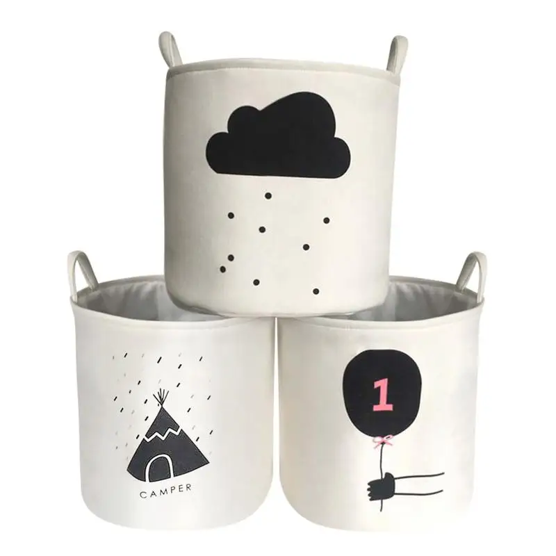 

Cartoon Storage Basket Bed Room Dirty Clothes Storage Bucket Baby Toy Debris Round Waterproof Storage Bag Organizers Products
