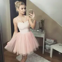Saaghetti-vestido de baile con tirantes para mujer, tutú de tul corto con tirantes, sexy, para fiesta nocturna, 2019