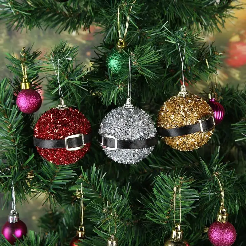 3colors Ribbon Belt Buckle Glitter Powder Effect Christmas Tree Decor