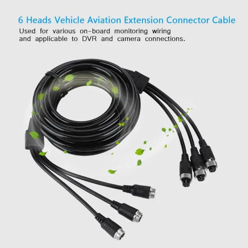 

6 Heads Copper Aviation Connector Extension Cable Shielding Line UV Resistance For Vehicle Monitoring 5m